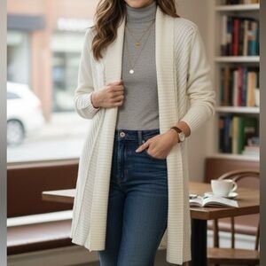 Croft & Barrow Cream Open-Front Cardigan